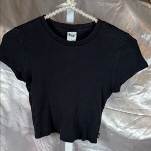 TNA Classic Black Ribbed Crop Top